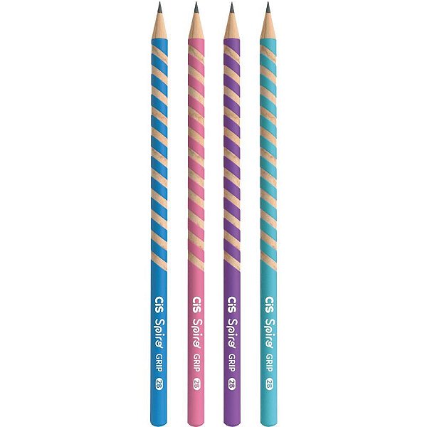 Lapis preto redondo decorado cis spiro grip 4 cores (s) - sertic (pote-48)