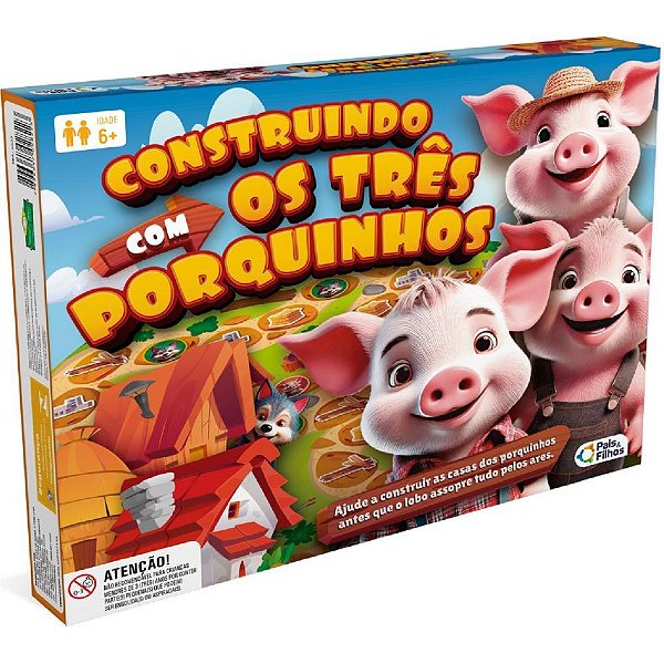 Jogo de tabuleiro contruindo c/os tres porquinho - pais e filhos (unidade)