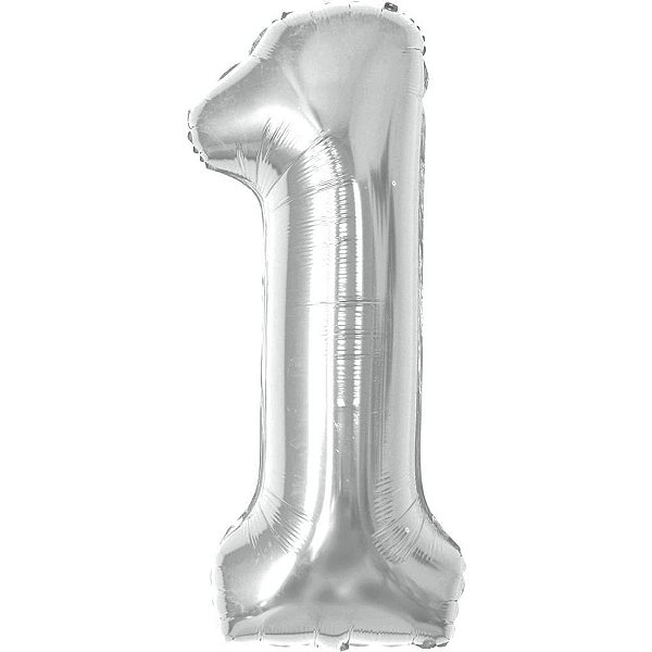 Balao metalizado numero 1 prata 40cm - make+ (unidade)