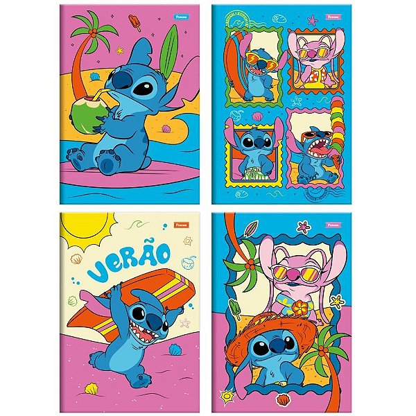 Caderno brochura 1/4 capa dura stitch 80fls. - foroni (pct.c/05)