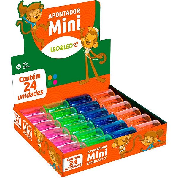 Apontador com deposito mini cores (sortido) - leonora (dp.c/24)