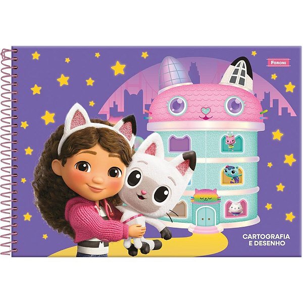 Caderno desenho univ capa dura a casa magica da gabby 80fls - foroni (pct.c/05)