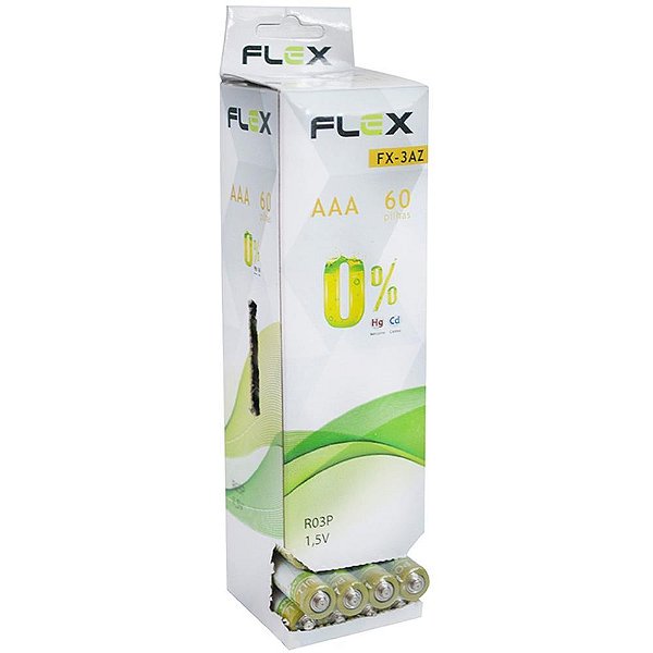 Pilha zinco palito aaa 1,5v tubo c/60pilha - flex (caixa)