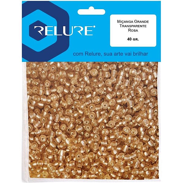 Micanga rosa transp. 40g. grande3,6mm - honey (pacote)