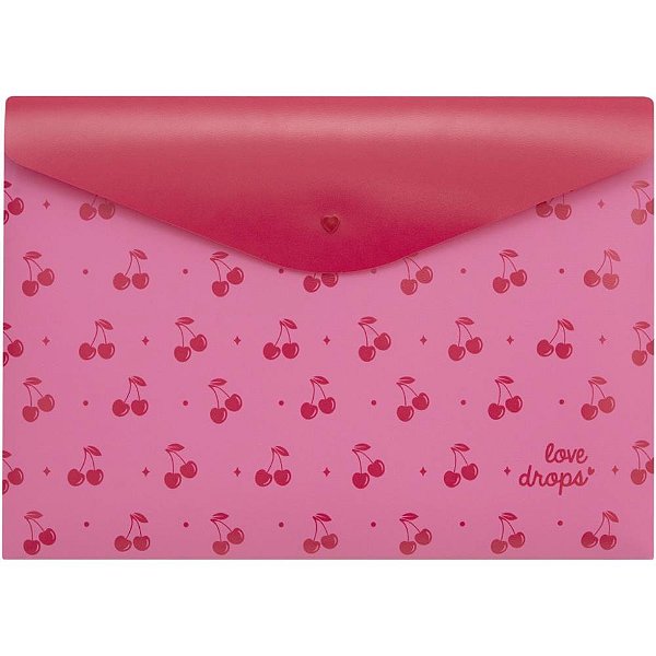 Pasta envelope a4 cereja c/botao - polibras (pct.c/05)