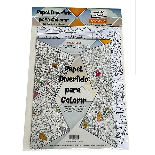 Brinquedo para colorir papel divertido 44x63cm 12fls - cristina (unidade)