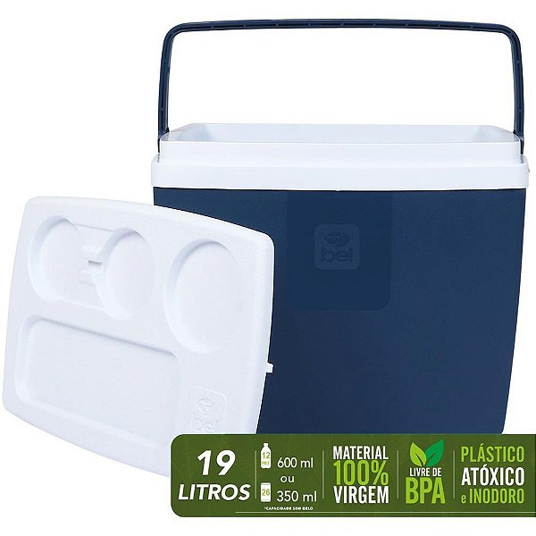 Caixa termica 19l c/alca azul - bel (unidade)