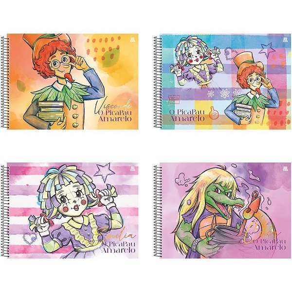 Caderno desenho univ capa dura o pica pau amarelo 60f - animativa (pct.c/05)