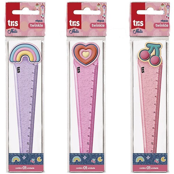 Regua de poliestireno tris twinkle 3 modelos 12cm - summit (pote-24)