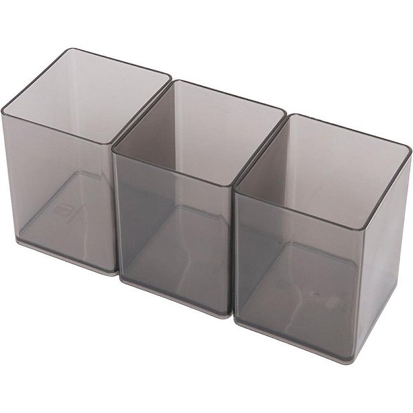 Acessorio para mesa organizador office fume 3 peca - polibras (kit)