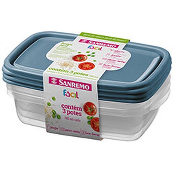 Pote plastico conj. 3 potes facil 785ml (s) - sanremo (kit)