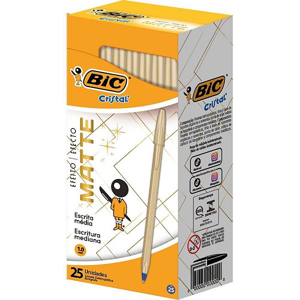 Caneta esferografica cristal mate ouro - bic (cx.c/25)