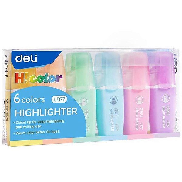 Caneta marca texto highlighter mini 1-5mm 6 cores - deli (bl.c/06)