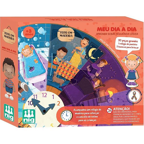 Quebra-cabeca madeira meu dia a dia - nig brinquedos (unidade)