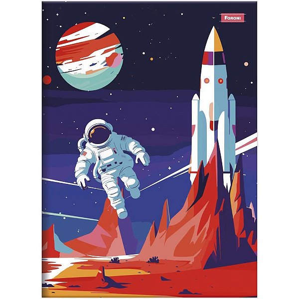 Caderno brochura 1/4 capa dura spacefly 80f - foroni (pct.c/05)