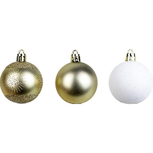 Artigo para decoracao natal bola 5cm 3mod.champ/bco c/10un - yangzi (tubo)