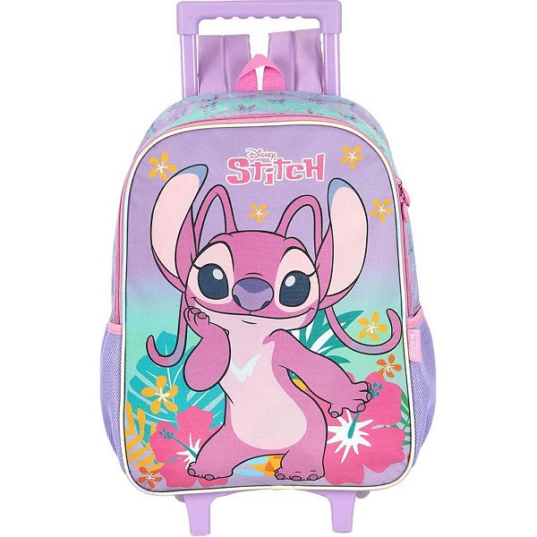 Mochila infantil com rodinha stitch roxo g - luxcel (unidade)