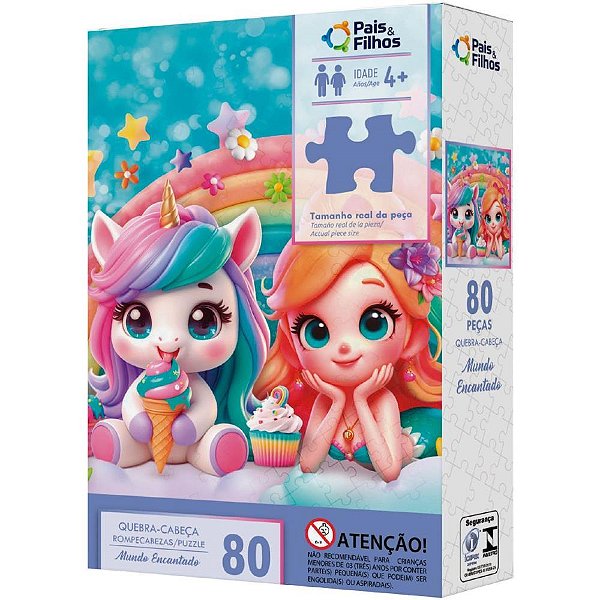 Quebra-cabeca cartonado reino encantado 80pecas - pais e filhos (unidade)