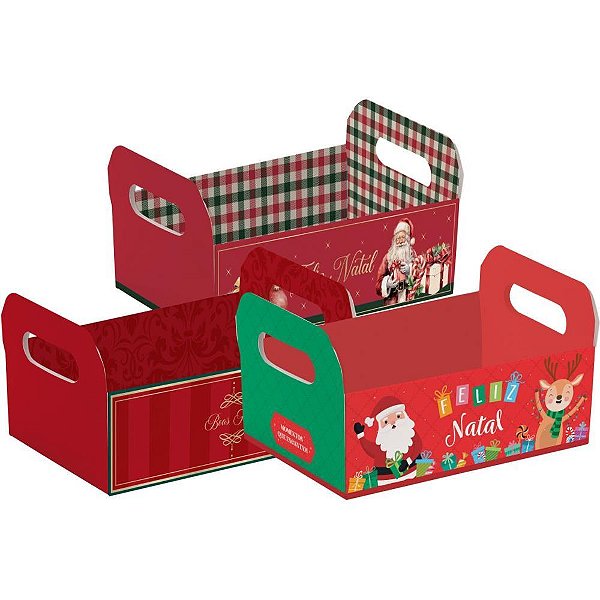 Cesta de papel caixote natal gg 28x21,5x12cm - packpel (pct.c/10)