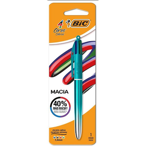 Caneta esferografica 4 cores semi gel verde - bic (blister)