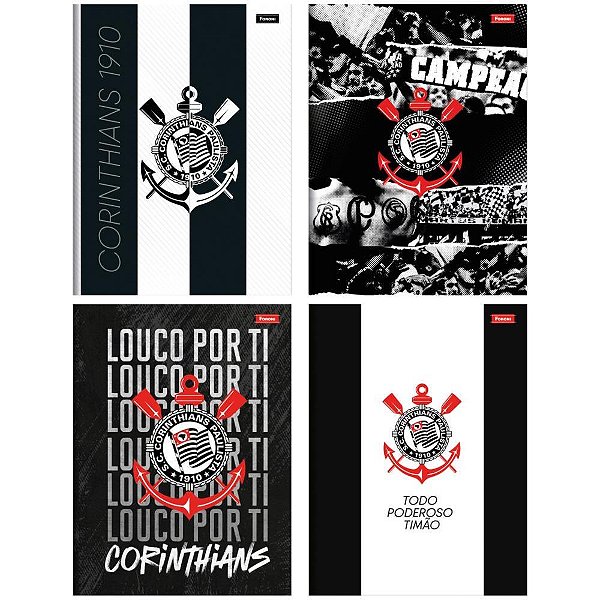 Caderno brochura 1/4 capa dura corinthians 80fls. - foroni (pct.c/05)