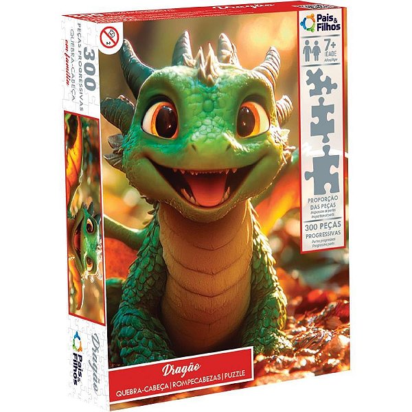 Quebra-cabeca cartonado dragao 300 pecas - pais e filhos (unidade)