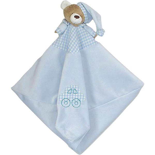 Pelucia naninha urso nino azul bebe - zip (unidade)