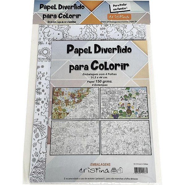 Brinquedo para colorir papel divertido 31,5x44cm 4fls - cristina (unidade)