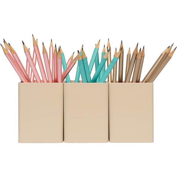Acessorio para mesa organizador office areia 3 pec - polibras (kit)