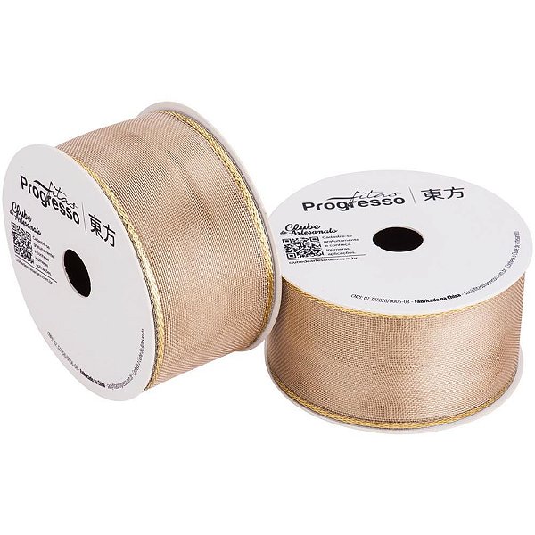 Fita metalizada 38mm 10m. ouro aramada - fitas progresso (unidade)