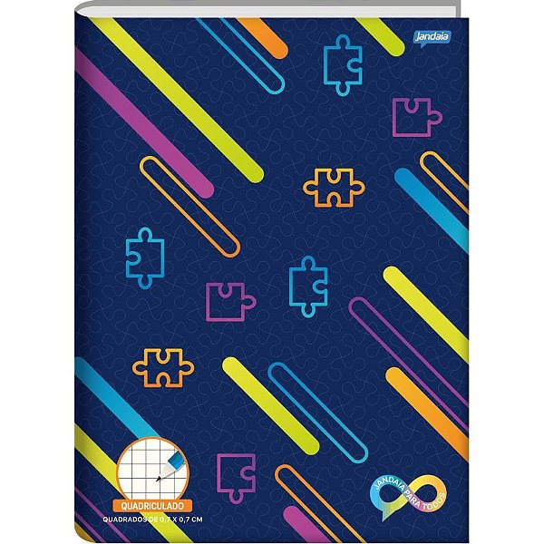 Caderno quadriculado univers. neuro cd 07x07mm 60f - jandaia (pct.c/05)