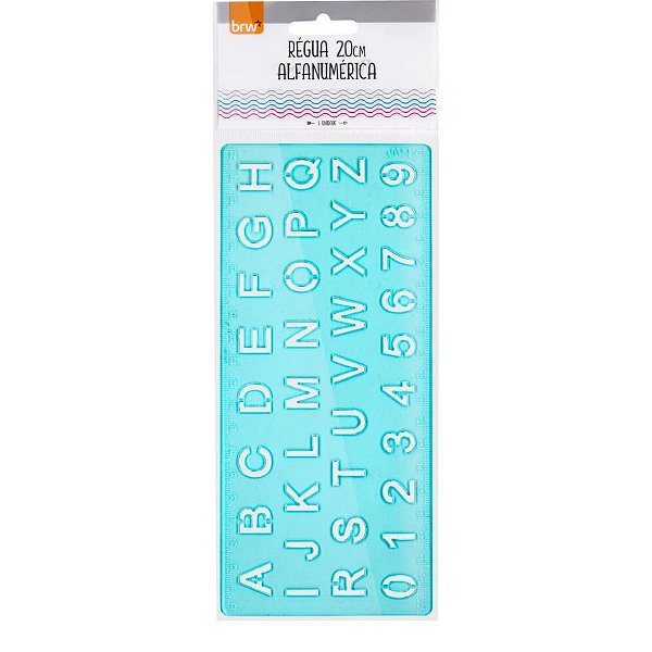 Regua plastica alfanumerica 20cm (s) - brw (cx.c/12)
