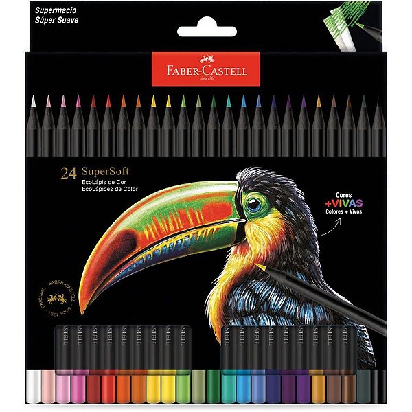 Lapis de cor redondo supersoft 24 cores - faber-castell (pct.c/06)