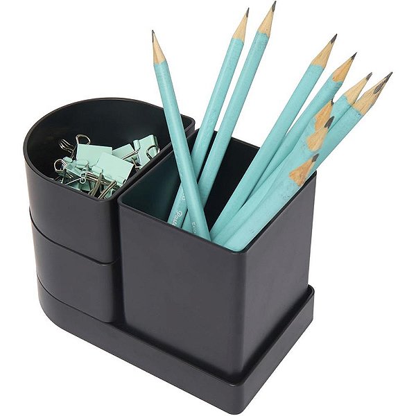 Acessorio para mesa organizador compact preto 4 pe - polibras (kit)