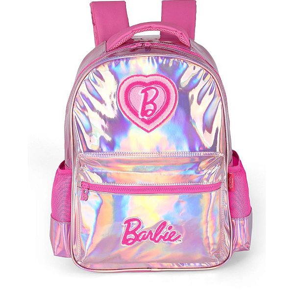 Mochila infantil barbie pink holografico g - luxcel (unidade)