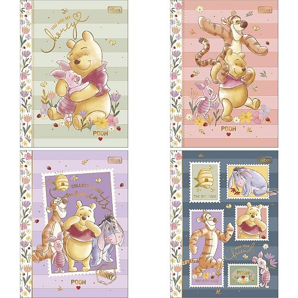 Caderno 01x1 cp.dura colegial pooh 80fls decorado cost 176x2 - tilibra (pct.c/04)