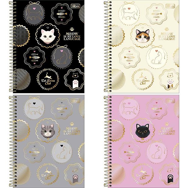 Caderno 01x1 cp.dura colegial perrfect cats 60fls 177x240mm - tilibra (pct.c/04)