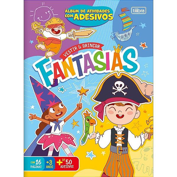 Livro com adesivos vestir e brincar fantasias 16p - tilibra (pct.c/10)