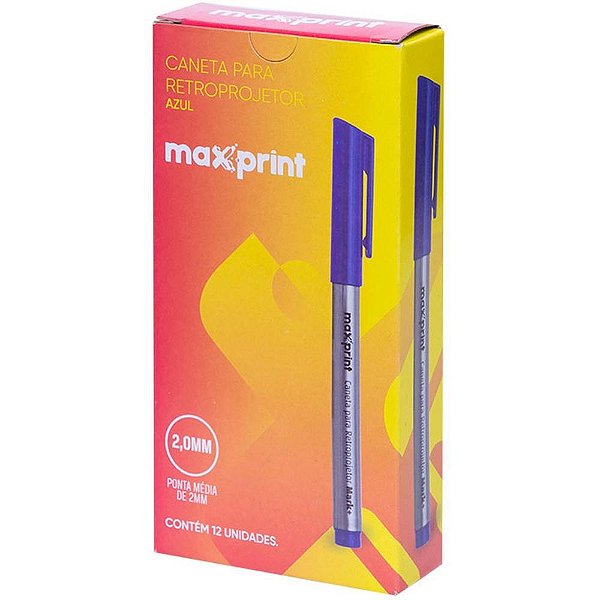 Caneta retroprojetor 2,0mm azul mark - maxprint (cx.c/12)