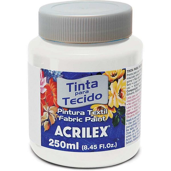 Tinta para tecido fosca 250ml branco - acrilex (pct.c/03)
