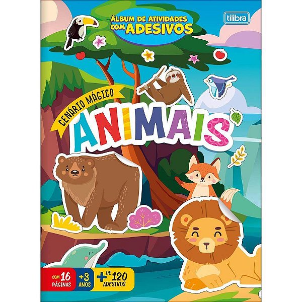 Livro com adesivos cenario magico animais 16pgs - tilibra (pct.c/10)