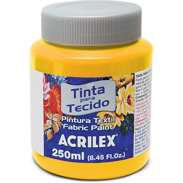 Tinta para tecido fosca 250ml amarelo ouro - acrilex (pct.c/03)