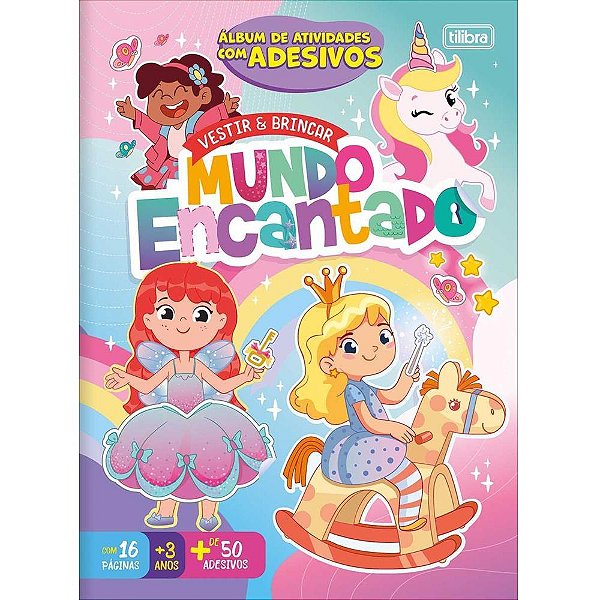 Livro com adesivos vestir e brincar encantado 16p - tilibra (pct.c/10)