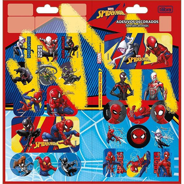 Adesivos decorados spider man 2fls 100x208mm - tilibra (pct.c/10)
