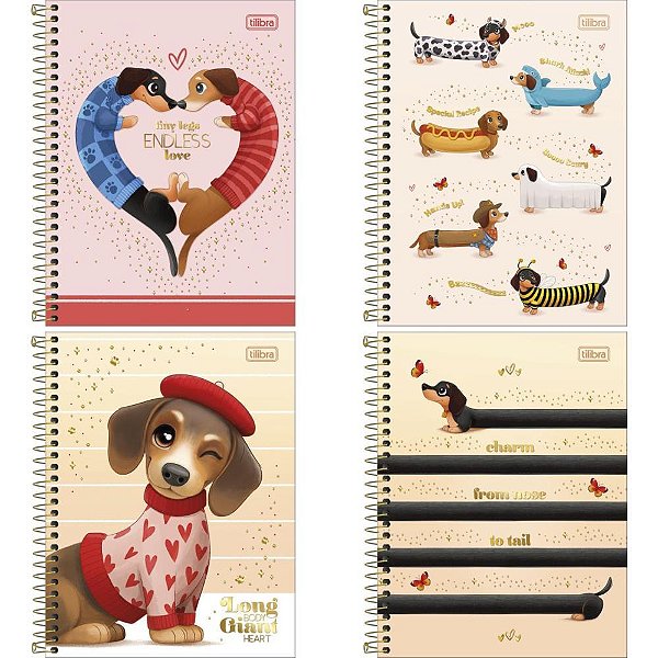 Caderno 01x1 cp.dura colegial brownie dog 60fls 177x240mm - tilibra (pct.c/04)