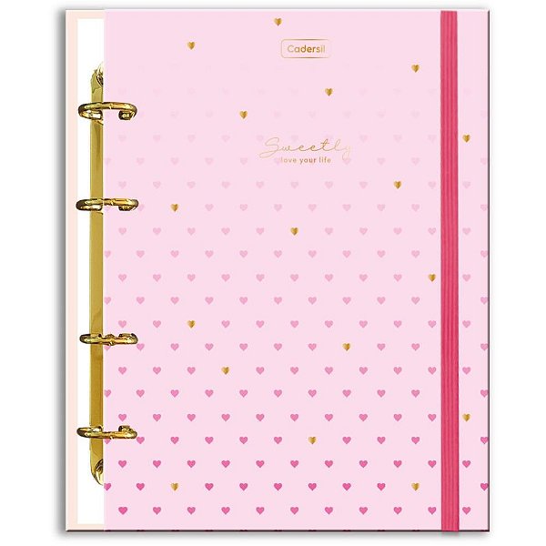Caderno argolado sweetly c/elas+6div+ficha (s) - cadersil (unidade)