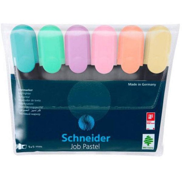 Caneta marca texto job schneider 6 cores pasteis - compactor (cartela)