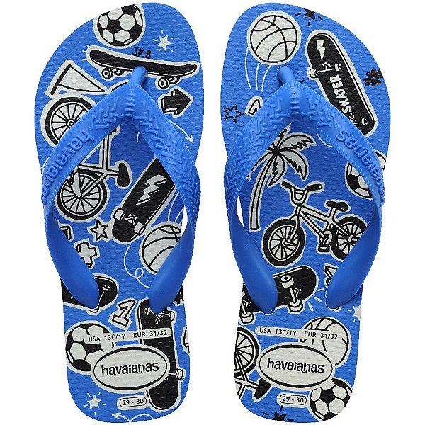 Chinelo havaianas infantil kids athletic 29/0 branco/azul - havaianas (par)