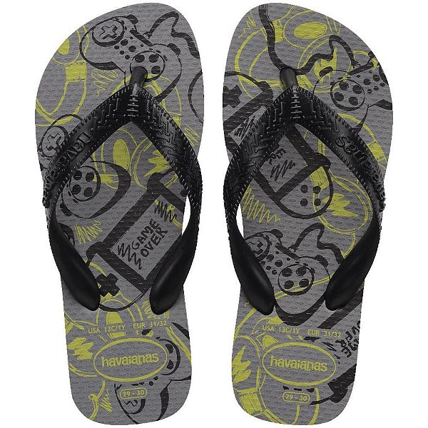Chinelo havaianas infantil kids athletic 35/6 cinza aco - havaianas (par)