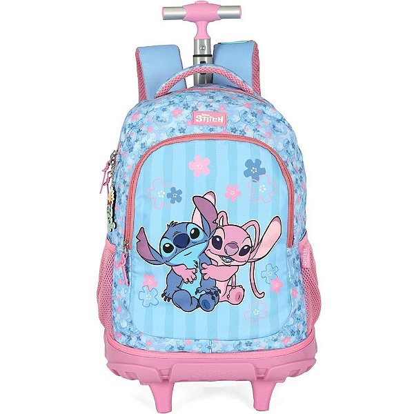 Mochila com rodinha stitch rosa g - luxcel (unidade)
